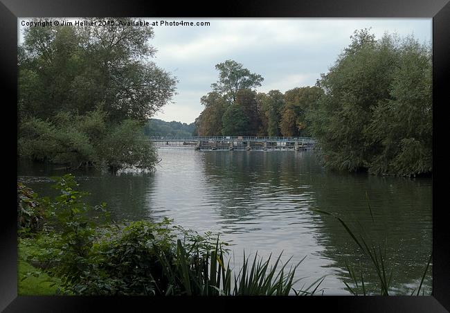 the Weir at Pangbourne river Thames Framed Print by Jim Hellier