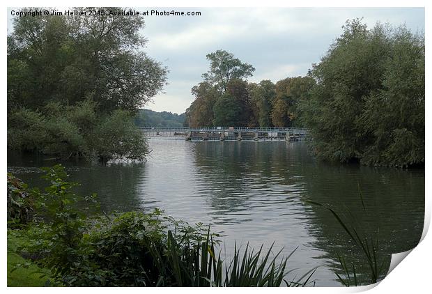 the Weir at Pangbourne river Thames Print by Jim Hellier