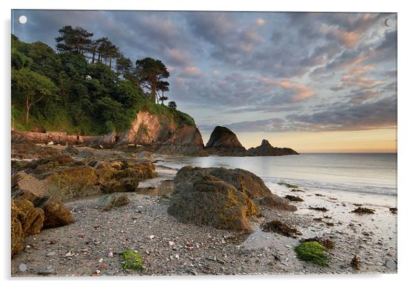  Lee Bay Sunrise Acrylic by Dave Wilkinson North Devon Ph