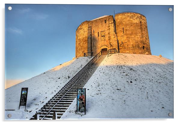 Cliffords Tower, York in the Snow Acrylic by Martin Williams