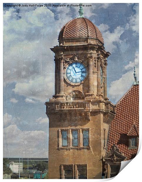 Train Station Clock Tower Print by Judy Hall-Folde