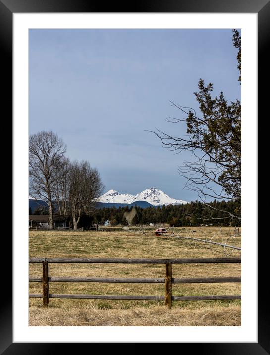  Three Sisters with a Ranch house Framed Mounted Print by Brent Olson