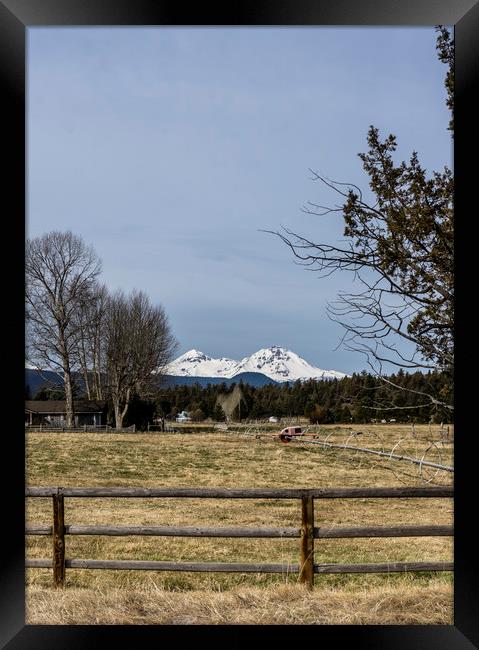  Three Sisters with a Ranch house Framed Print by Brent Olson
