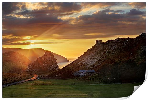  Sunset at the Valley of the Rock Print by Ceri Jones