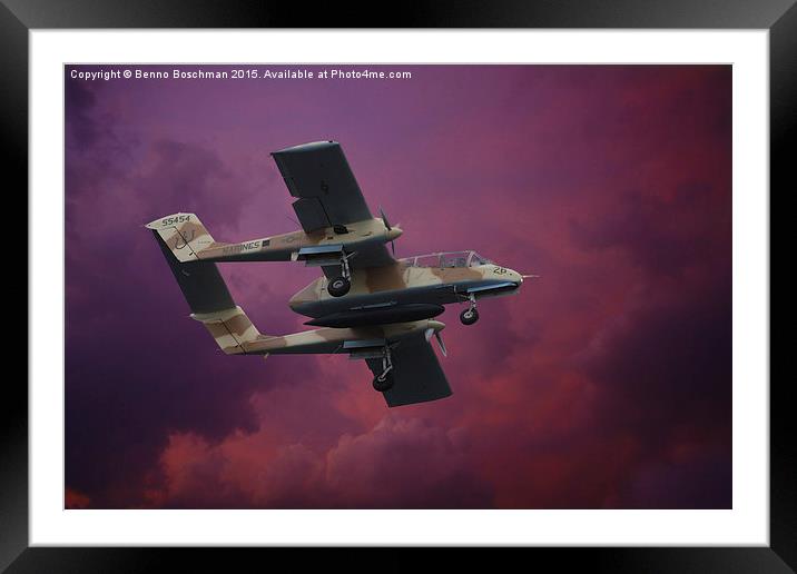 Bronco in purple sky Framed Mounted Print by Benno Boschman