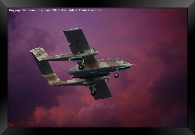Bronco in purple sky Framed Print by Benno Boschman