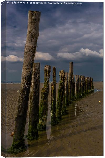 Breakwater at West Wittering  Canvas Print by colin chalkley