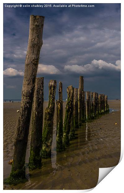 Breakwater at West Wittering  Print by colin chalkley