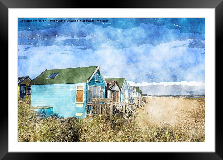 Colourful Beach Huts Framed Mounted Print by Helen Hotson