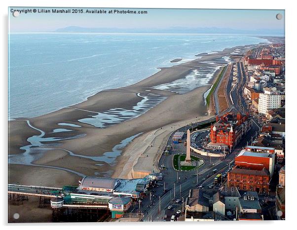  Birds Eye view of Blackpool Acrylic by Lilian Marshall