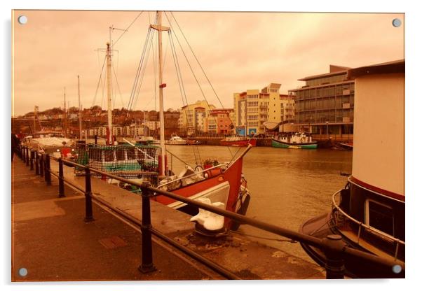 Bristol Docks.  Acrylic by Heather Goodwin