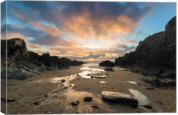  Barricane Beach sunset Canvas Print by Dave Wilkinson North Devon Ph
