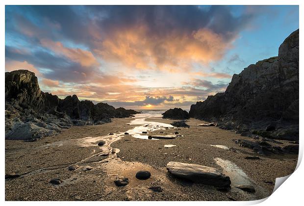  Barricane Beach sunset Print by Dave Wilkinson North Devon Ph