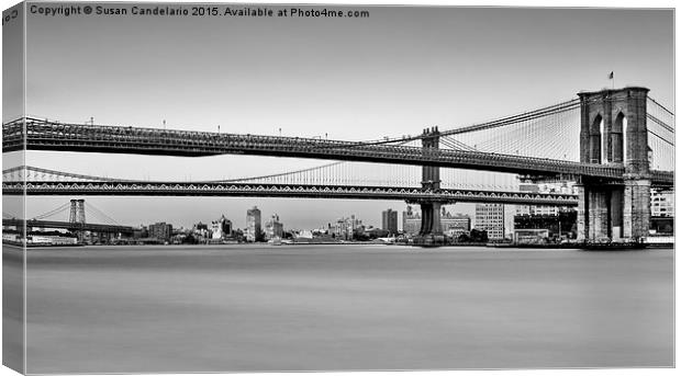 New York City Bridges BMW BW Canvas Print by Susan Candelario