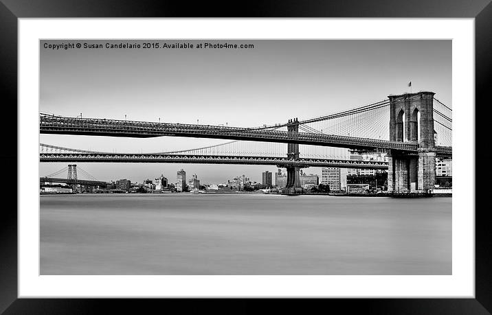 New York City Bridges BMW BW Framed Mounted Print by Susan Candelario