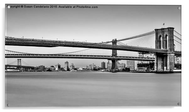 New York City Bridges BMW BW Acrylic by Susan Candelario