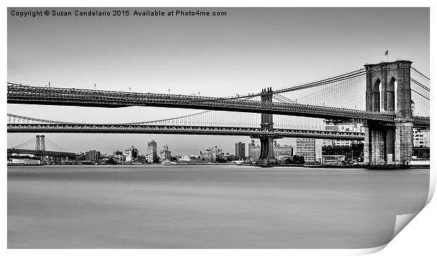 New York City Bridges BMW BW Print by Susan Candelario