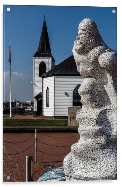 Scott Memorial And Norwegian Church Acrylic by Steve Purnell