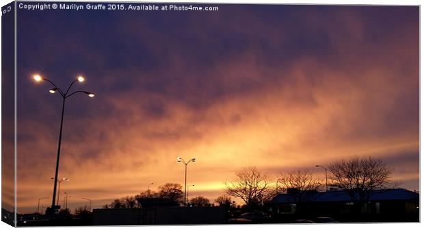 Sunset over the parking lot  Canvas Print by Marilyn Graffe