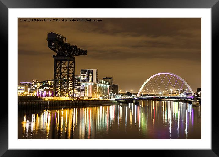  Clydeside By Night Framed Mounted Print by Alex Millar