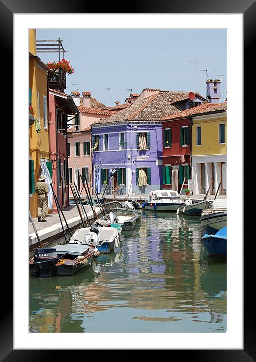 Streets of Burano Framed Mounted Print by Michael Carn