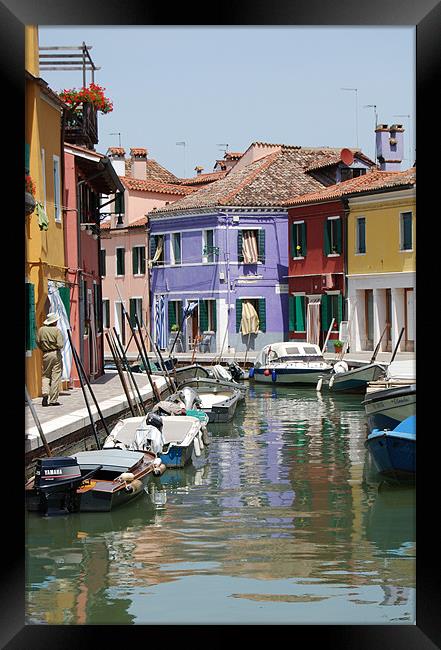 Streets of Burano Framed Print by Michael Carn