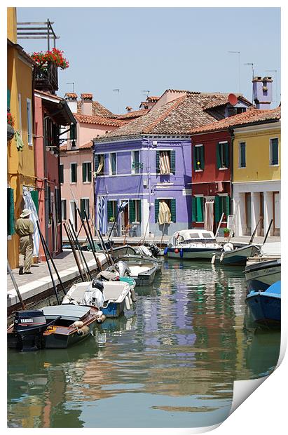 Streets of Burano Print by Michael Carn