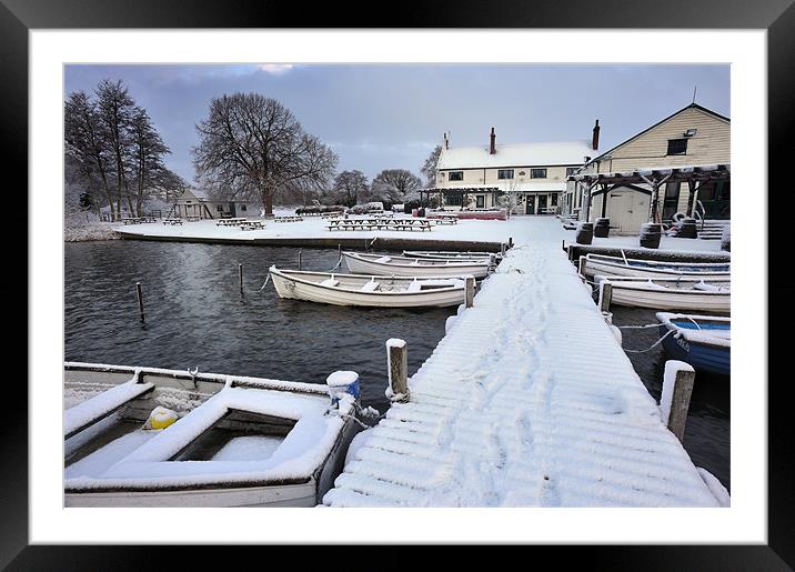 Jetty in the snow Framed Mounted Print by Stephen Mole