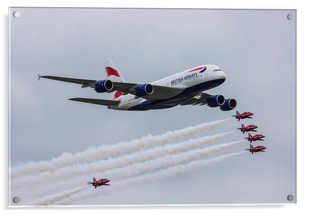  British Airways A380 Red Arrows Acrylic by Oxon Images