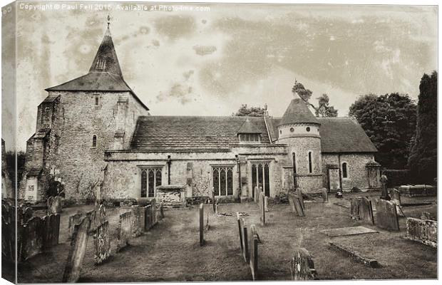 Old English Church and Grave Yard Canvas Print by Paul Fell