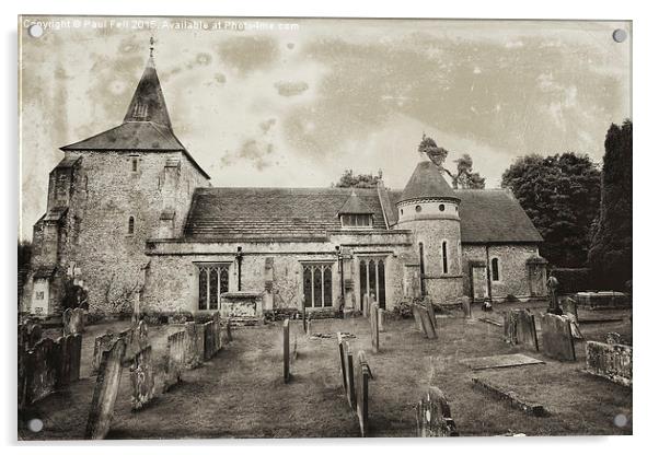 Old English Church and Grave Yard Acrylic by Paul Fell