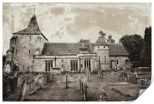 Old English Church and Grave Yard Print by Paul Fell