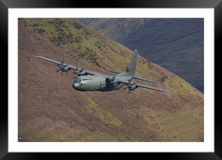   C130 Hercules low level Framed Mounted Print by Oxon Images