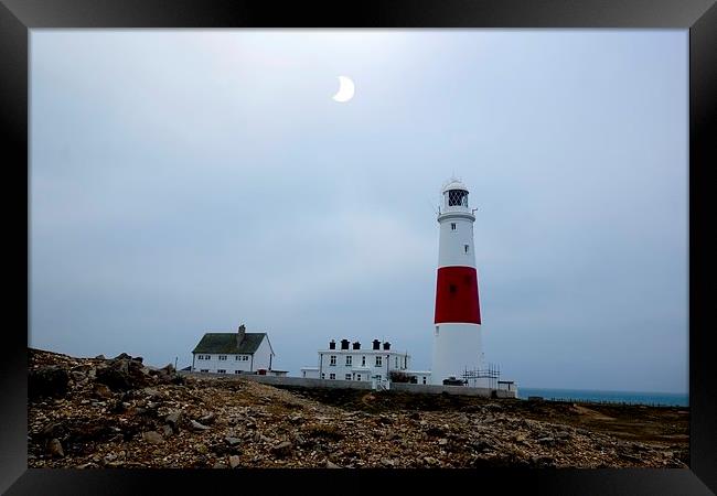  Eclipse over Portland Lighthouse in Dorset by JCs Framed Print by JC studios LRPS ARPS