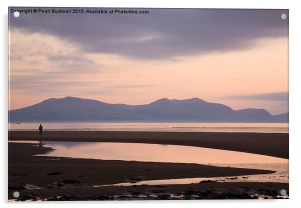 Tidal Pool at Sunset on Newborough Beach Acrylic by Pearl Bucknall