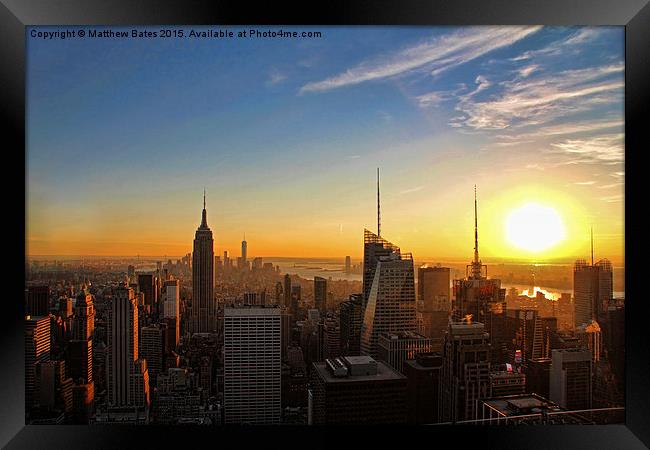 New York Sunset Framed Print by Matthew Bates