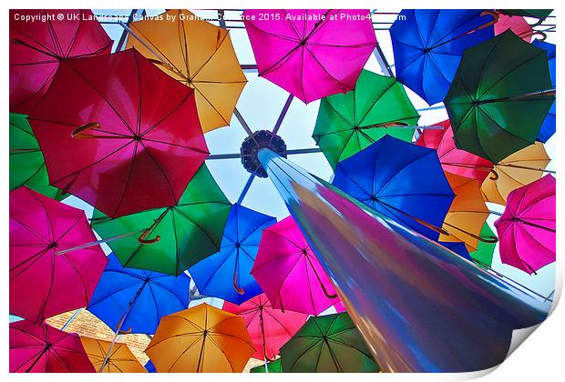 Umbrellas in Vinopolis Piazza Print by Graham Custance
