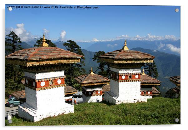 Memorial Site, Dochula Pass, Bhutan. Acrylic by Carole-Anne Fooks