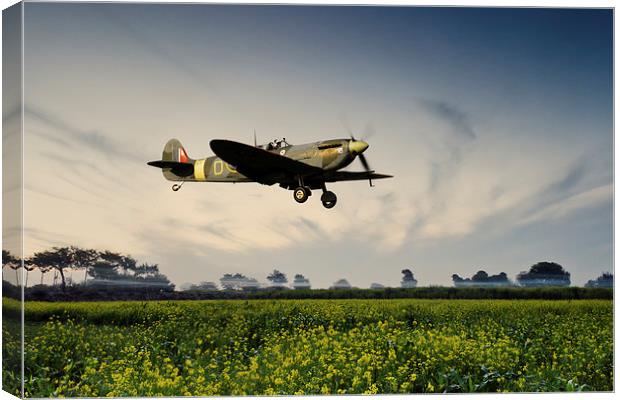 Spitfire on Approach  Canvas Print by J Biggadike