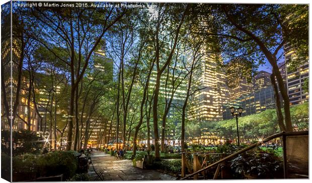  Bryant Park NYC. at Dusk Canvas Print by K7 Photography