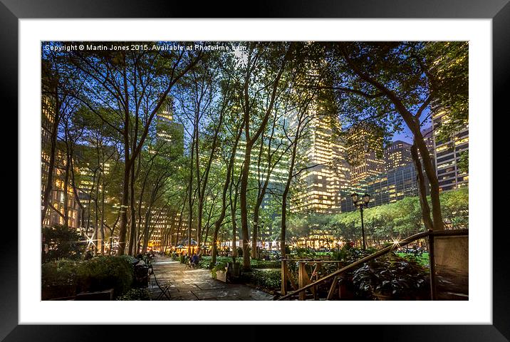  Bryant Park NYC. at Dusk Framed Mounted Print by K7 Photography