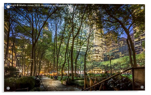  Bryant Park NYC. at Dusk Acrylic by K7 Photography