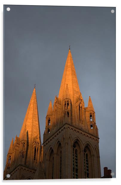 Sunset on Truro Cathedral Cornwall Acrylic by C.C Photography