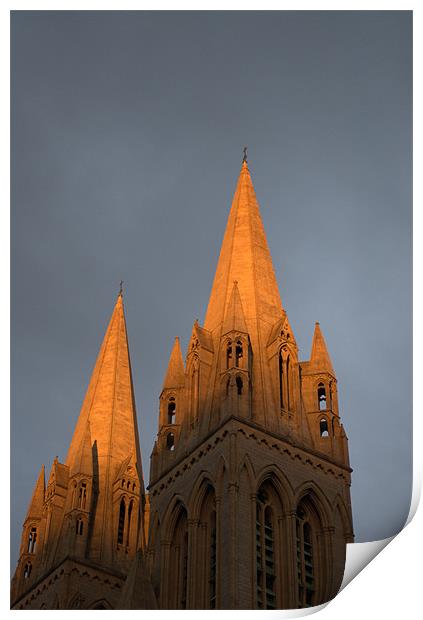 Sunset on Truro Cathedral Cornwall Print by C.C Photography