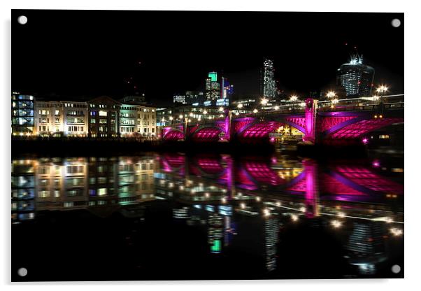 London Bridge in Pink Acrylic by Oxon Images
