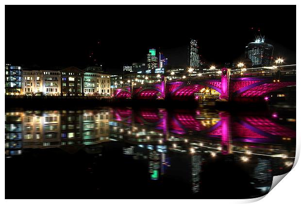 London Bridge in Pink Print by Oxon Images