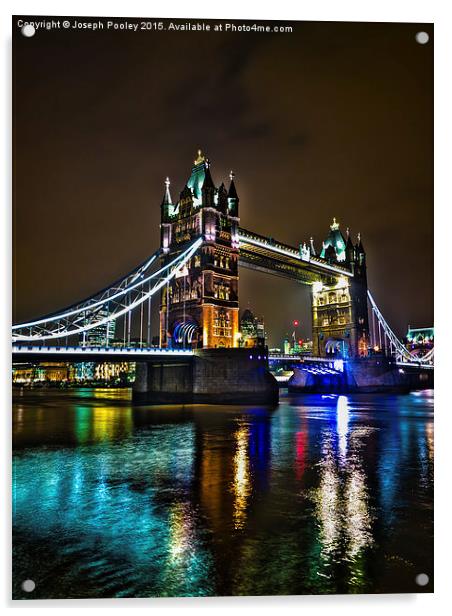  Tower bridge aglow Acrylic by Joseph Pooley