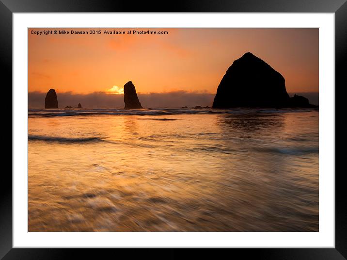 Cannon Beach Tides Framed Mounted Print by Mike Dawson