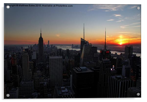 Manhattan Sunset Acrylic by Matthew Bates