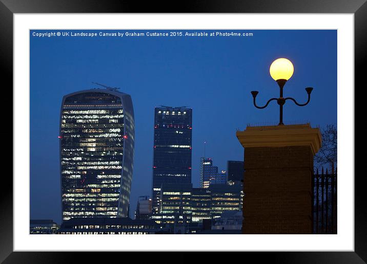  London Skyline at Night Framed Mounted Print by Graham Custance